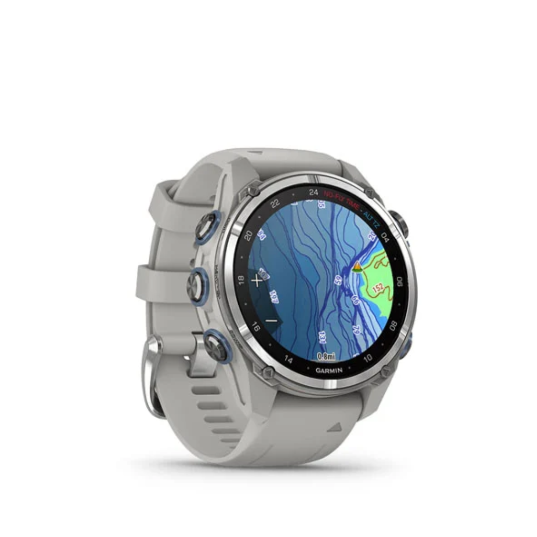 GARMIN DESCENT MK3 – 43MM STAINLESS STEEL WITH FOG GRAY SILICONE BAND