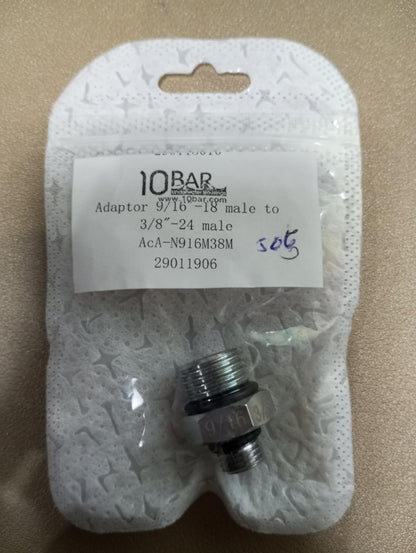 10BAR ADAPTOR 9/16"-18" MALE TO 3/8"-24" MALE