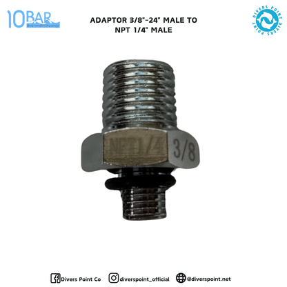 10BAR ADAPTOR 3/8"-24" MALE TO NPT 1/4" MALE