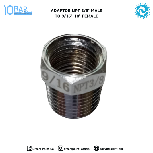 10BAR ADAPTOR NPT 3/8" MALE TO 9/16"-18" FEMALE