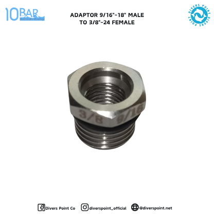 10BAR ADAPTOR 9/16"-18" MALE TO 3/8"-24 FEMALE