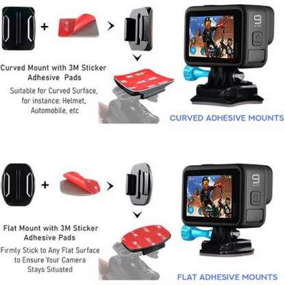 RL-GP10 2X FLAT MOUNT + 2X CURVED MOUNT FOR GOPRO