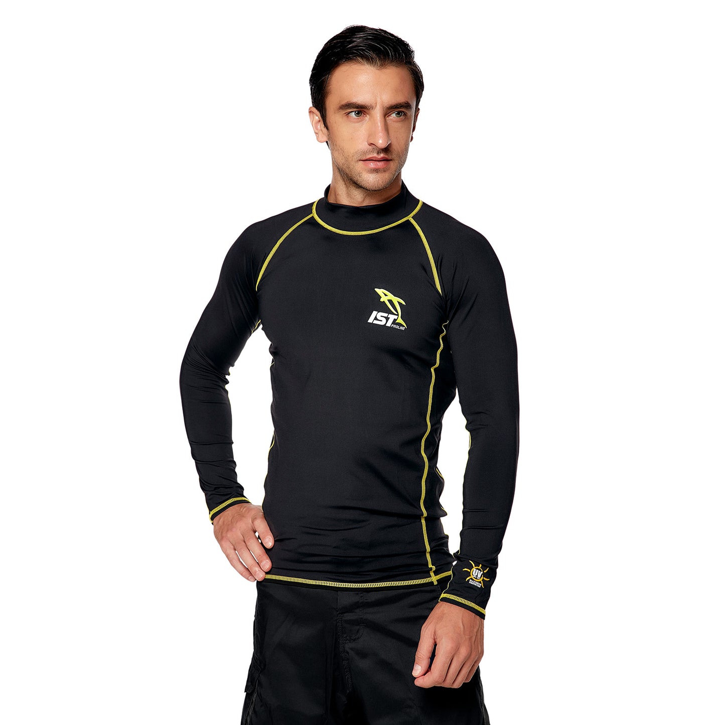 IST DS46 MEN'S RASHGUARD BLACK/YELLOW